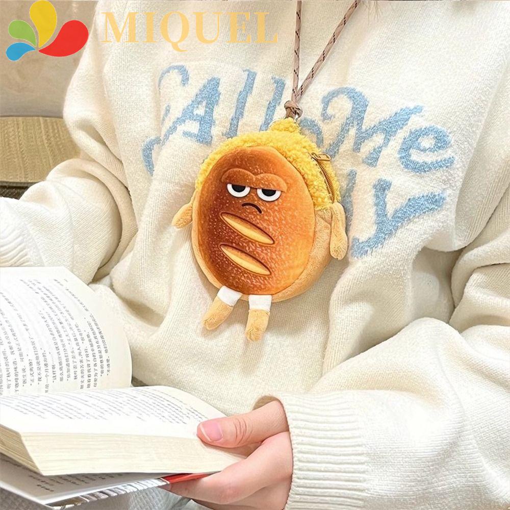 MIQUEL Túi Đựng Tiền Xu / Bánh Mì Nướng Có Móc Khóa Di Động Tiện Dụng