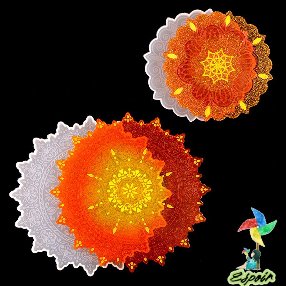 ESPO Khuôn Làm Đế Lót Ly Hình Tròn In Họa Tiết Mandala Độc Đáo Tiện Dụng