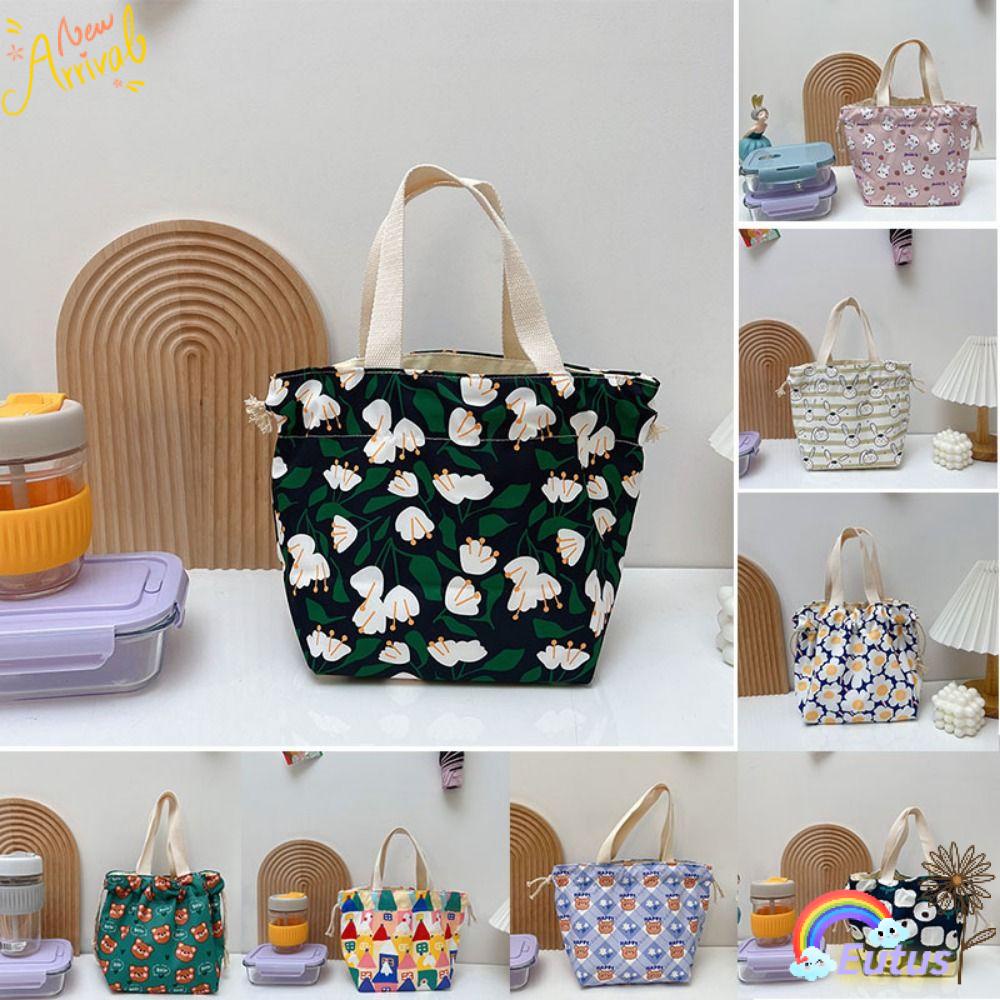 EUCA Túi Tote Vải Cotton Thân Thiện Với Môi Trường Đựng Hộp Cơm Trưa