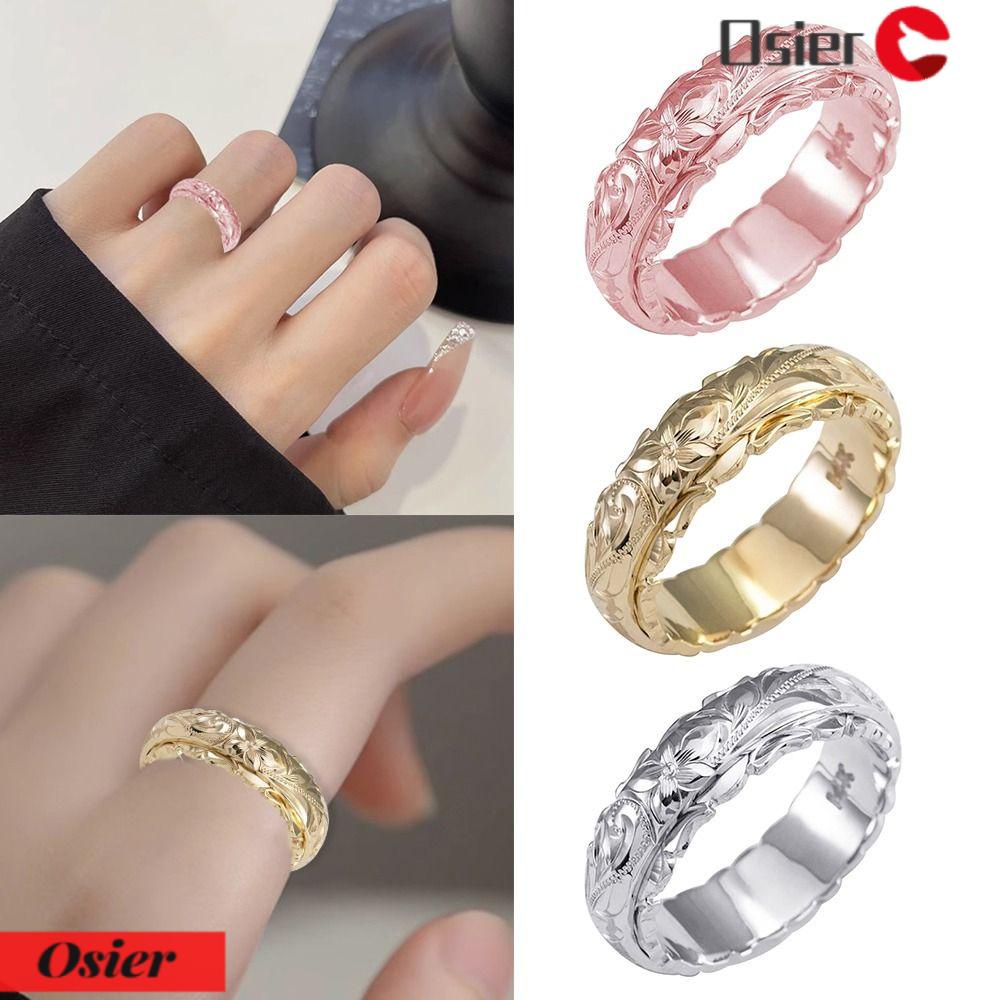 OSIER1 Set 3 Nhẫn Đính Hôn Bạc 925 Bằng Thép Không Gỉ Hình Hoa Dành Cho Cô Dâu