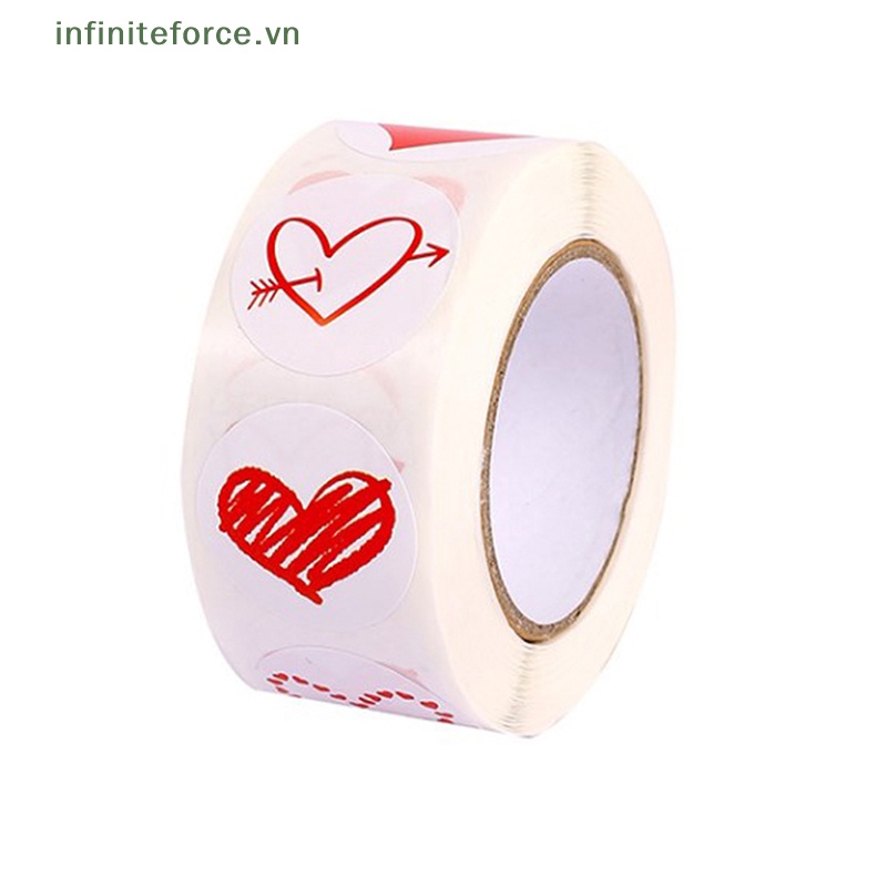 Bộ 500 Miếng Dán Hình Trái Tim Đỏ In Chữ Handmade With Love Dùng Trang Trí Quà Tặng Sinh Nhật / Tiệc Cưới