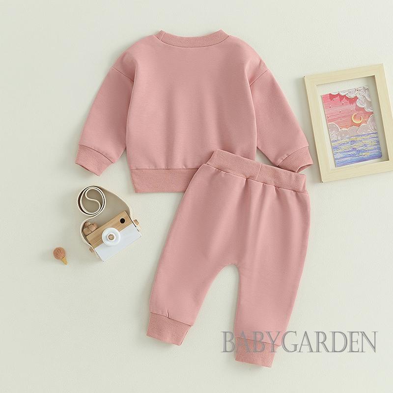 Set Đồ 2 Món Gồm Áo Thun Tay Dài Màu Trơn + Quần Dài Co Giãn Dành Cho Trẻ Em 0-3 Tuổi