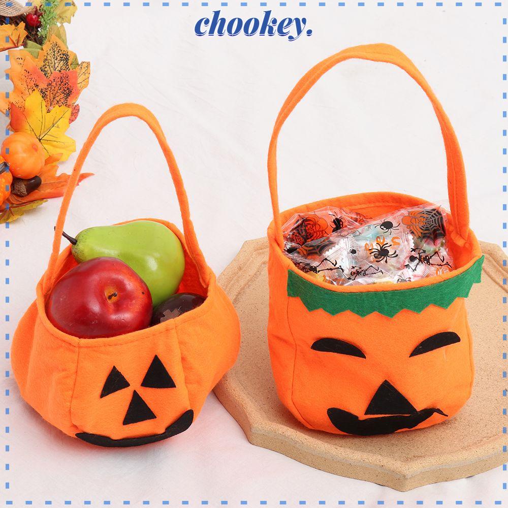 CHOOKEY Bộ 3 Giỏ Đựng Kẹo Hình Quả Bí Ngô Có Thể Gấp Gọn Tiện Dụng