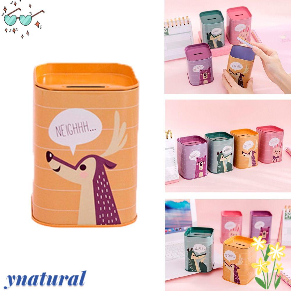 YNATURAL Hộp Đựng Tiền Tiết Kiệm Hình Vuông Bằng Kim Loại Thiếc Mới Lạ