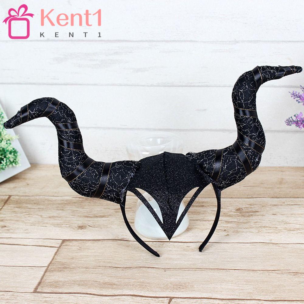KENT1 Băng Đô Cài Tóc Hình Sừng Quỷ Hoạt Hình Màu Đen Phong Cách Gothic Cho Lễ Hội