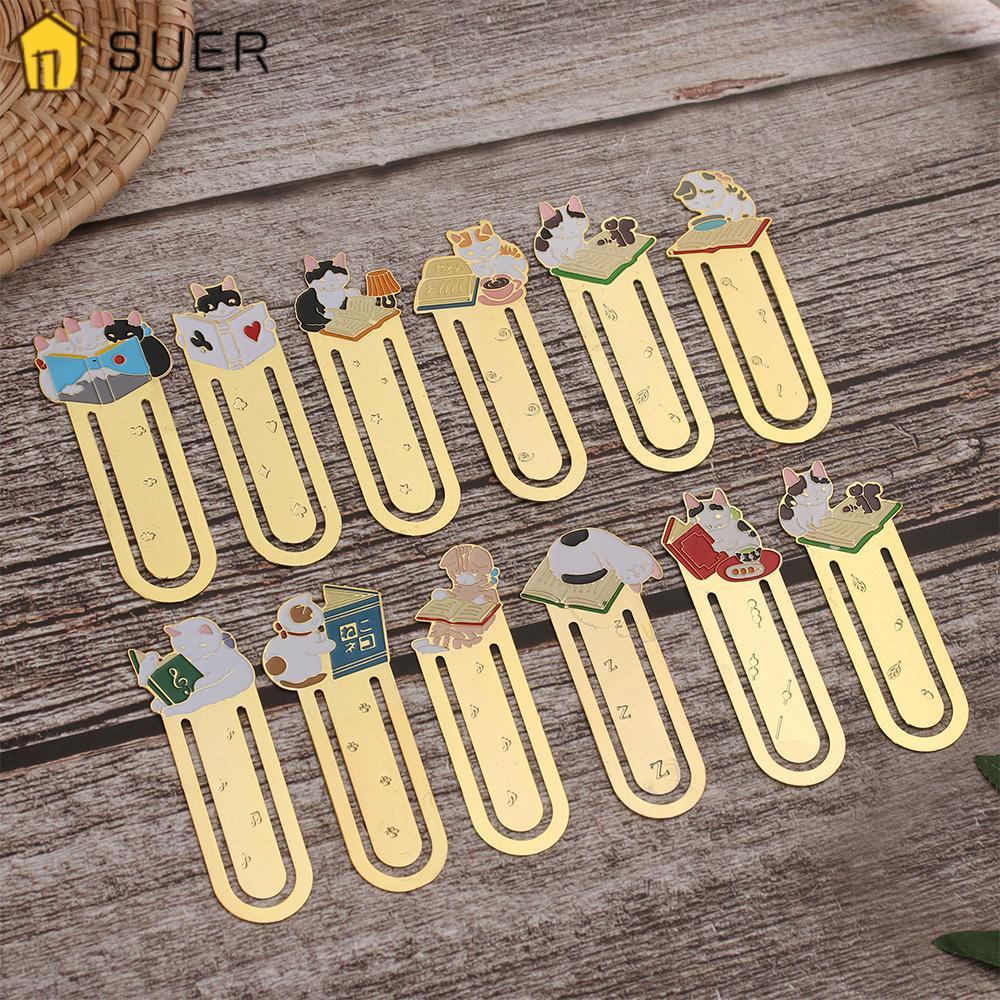 SUENIN Thẻ Đánh Dấu Trang Sách Bằng Kim Loại Họa Tiết Hoạt