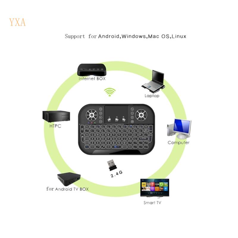 Bàn PhíM Mini YXA A8 2 4G Bluetooth Không Dây TíCh HợP ChuộT Bay + ĐầU NhậN USB Cho TV Bo