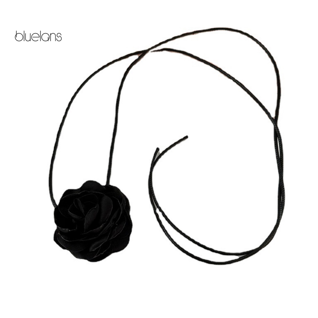 Vòng Cổ Choker Họa Tiết Hoa Hồng 3D Màu Trắng Đen Thanh Lịch Có Thể Điều Chỉnh