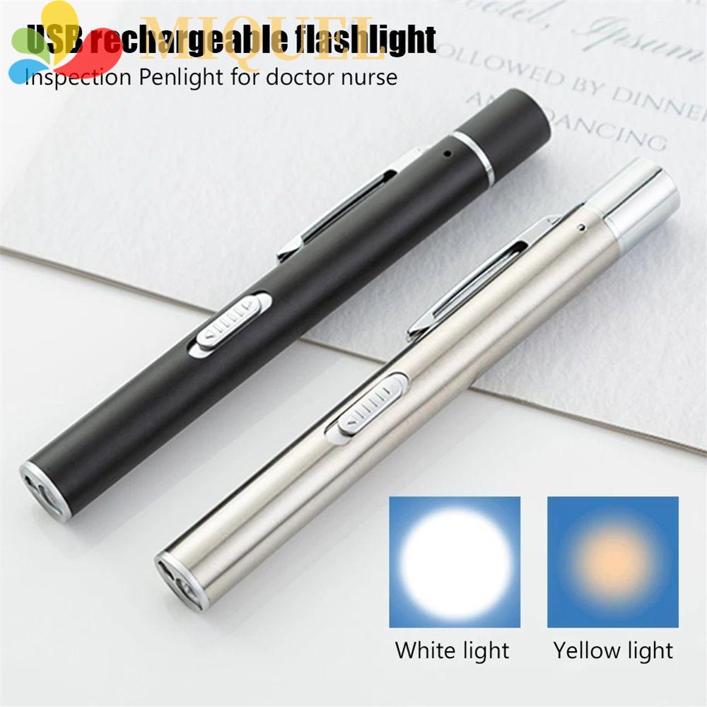 MIQUEL Bút Đèn Pin LED USB Hai Đầu Bằng Thép Không Gỉ Có Thể Sạc Lại Cho Bác Sĩ Y Tá