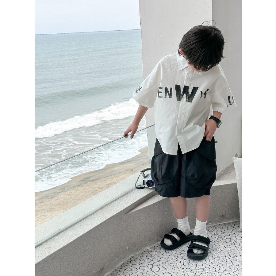 Áo Sơ Mi Tay Ngắn Thời Trang Mùa Hè Mới 2023 Dành Cho Bé Trai