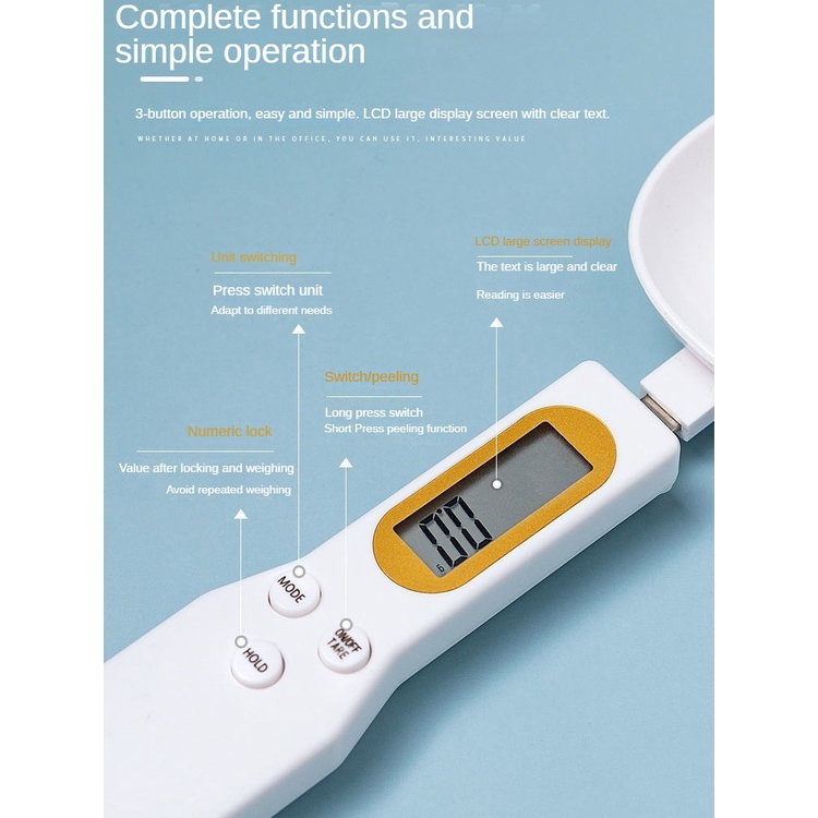 Muỗng Đo Lường Điện Tử Độ Chính Xác Cao Dùng Trong Nhà Bếp，Cân điện tử Scale Spoon Muỗng đo chính xác, Cân nhà bếp gia đình Bánh nướng Thìa gram