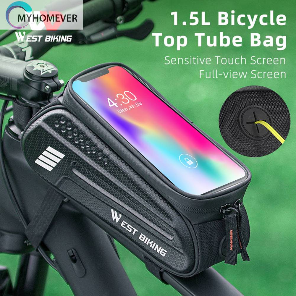 Túi Đựng Đồ Gắn Khung Xe Đạp Chống Nước Có Lỗ Tai Nghe 1.5L