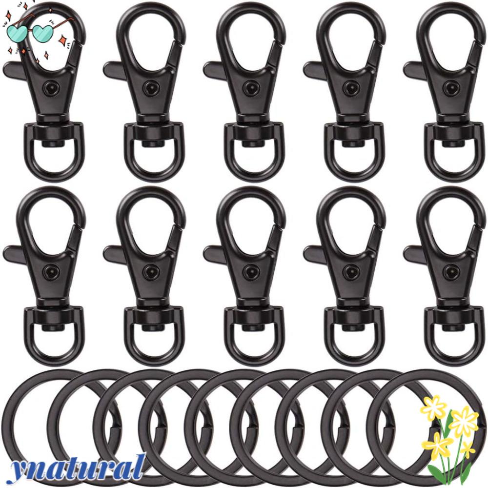 YNATURAL Set 20 Móc Khóa Bằng Kim Loại Màu Đen Cho Chìa Khóa