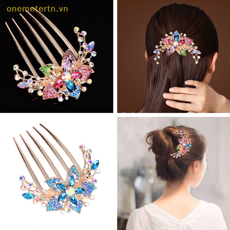 Lược Cài Tóc Hình Hoa Đính Đá Phong Cách Vintage Thời Trang 2023 Dành Cho Nữ