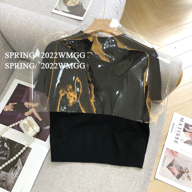 Áo Thun Lụa Dệt Kim Mỏng Tay Ngắn In Hoa Dễ Thương