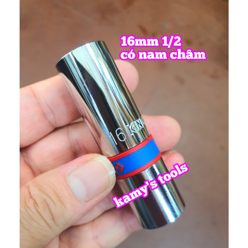 Đầu khẩu tuýp tháo mở bugi có nam châm 16mm 1/2 inch 6 cạnh dài 70mm Kingtony 466516