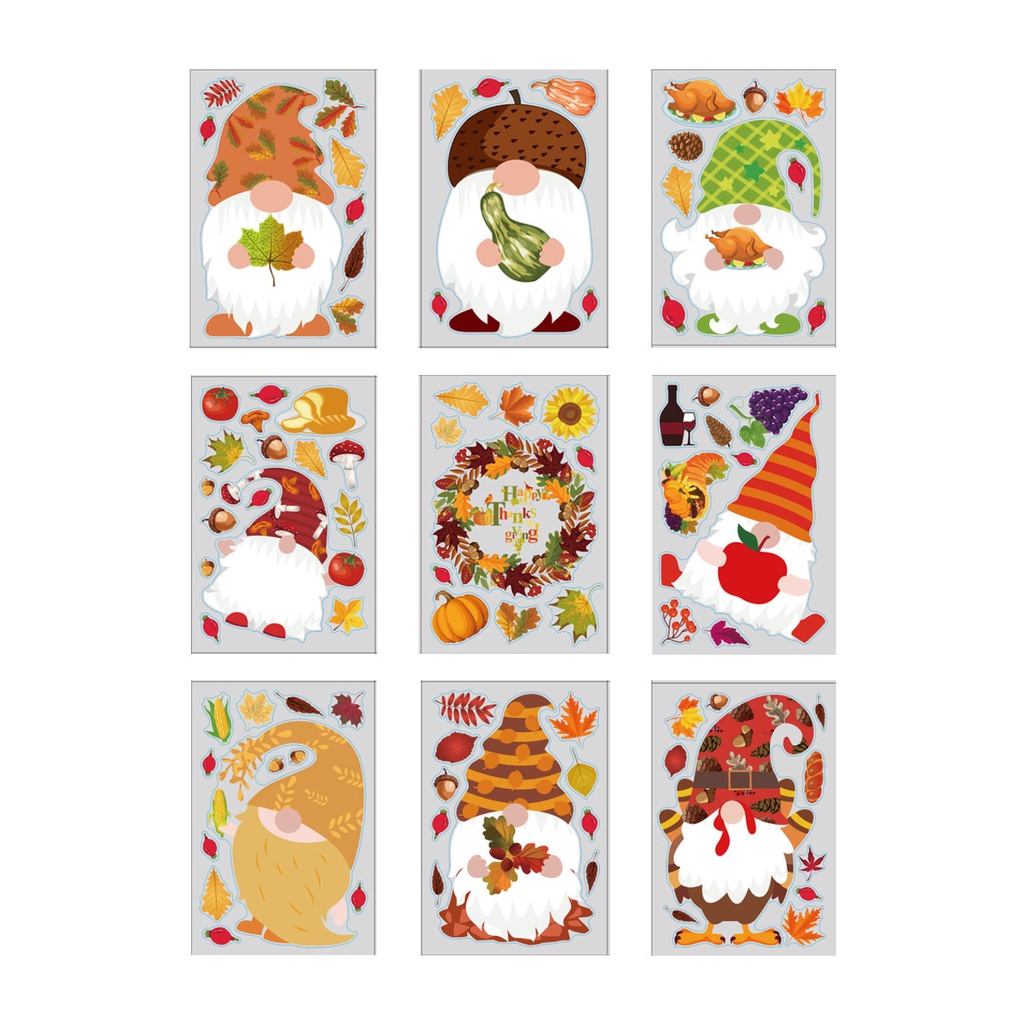 Set 9 Miếng Dán Cửa Kính Bằng PVC Hình Lá Phong Có Thể Tái Sử Dụng