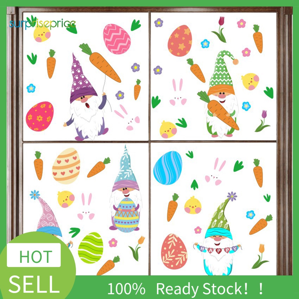 (Bất Ngờ) Hình Dán Tự Dính PVC Họa Tiết Thỏ Phục Sinh Tinh Tế Tự Dính Có Thể Tháo Gỡ Trang Trí Nhà Cửa Lễ Hội