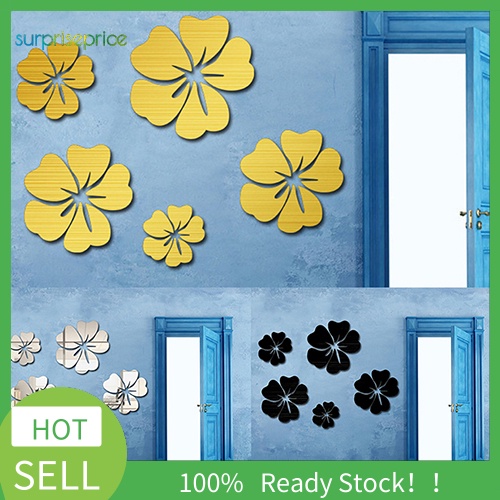 Miếng Dán Tường Trang Trí Họa Tiết Hoa 3D Tráng Gương Tháo Rời Được DIY