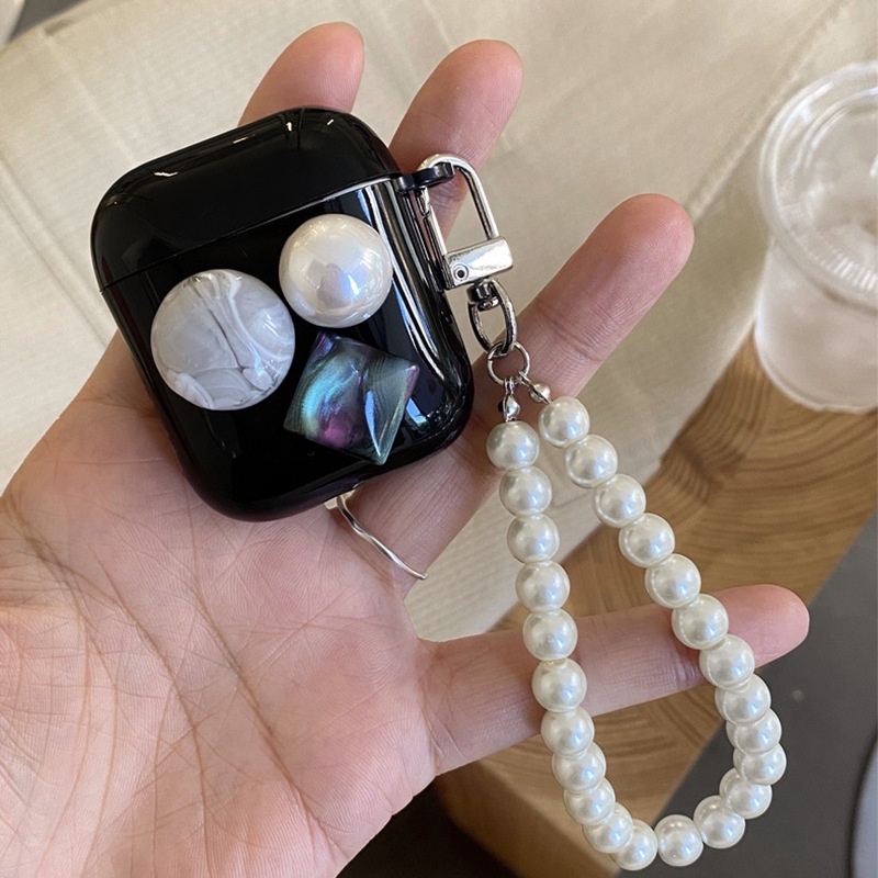 Vỏ Bảo Vệ Hộp Sạc Tai Nghe Bluetooth Airpods Air Pods 1 2 3 PRO PRO2 Hình Chuỗi Hạt Ngọc Trai Giả Mềm