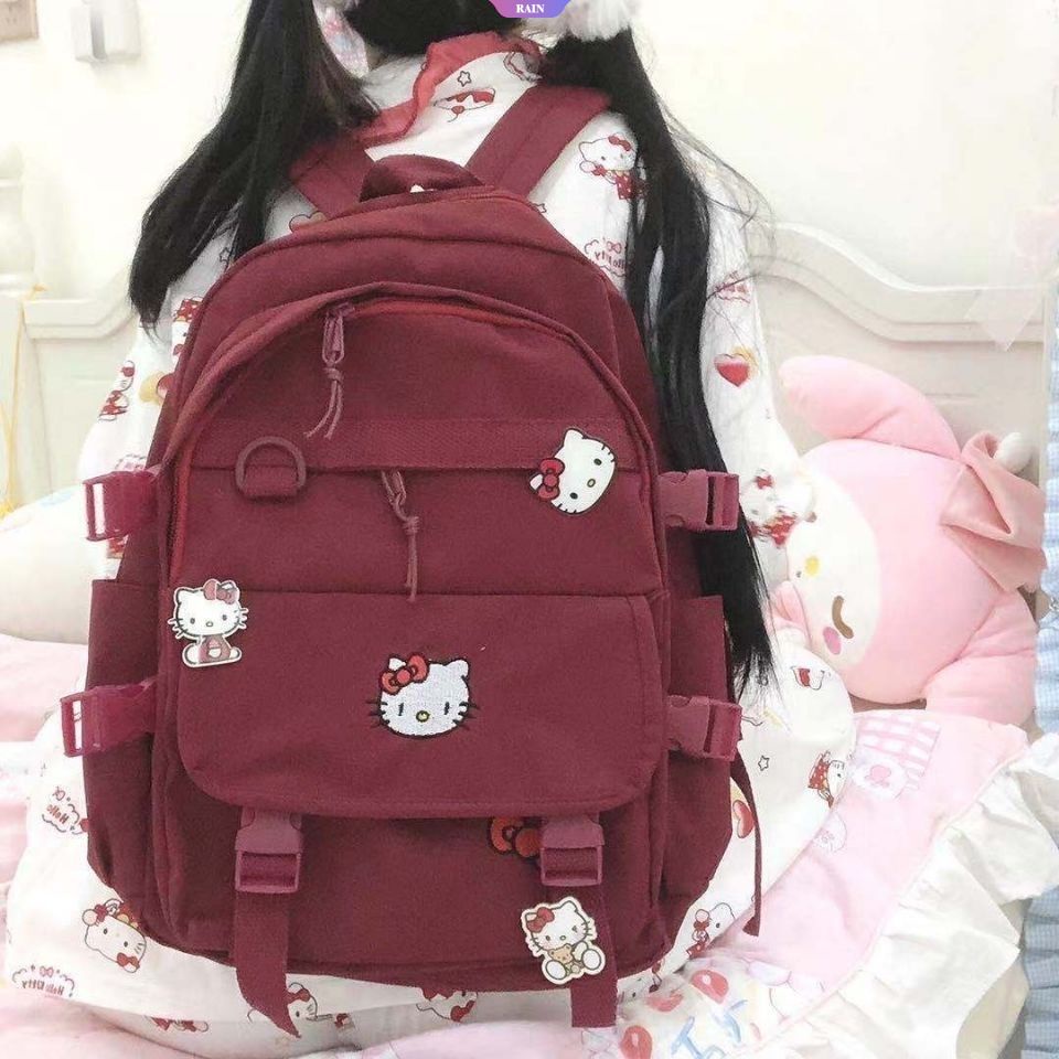 Ba Lô Đi Học / Du Lịch Sức Chứa Lớn In Họa Tiết Sanrio Hello Kitty Dễ Thương Có Khóa Kéo Thời Trang Cho Nữ Y2k