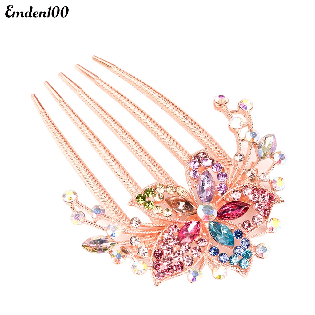 Lược Cài Tóc Đính Đá Hình Hoa Lá Xinh Xắn Cho Nữ