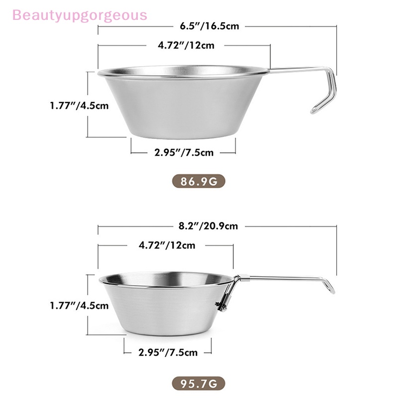 Tô Đựng Thức Ăn Bằng Thép Không Gỉ Có Tay Cầm Có Thể Gập Lại Tiện Dụng Mang Theo Du Lịch Cắm Trại
