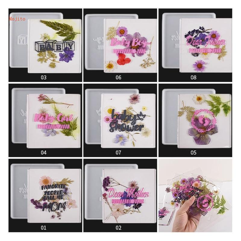 Khuôn Silicone Làm Đế Lót Ly Hình Vuông In Chữ Mojito Diy