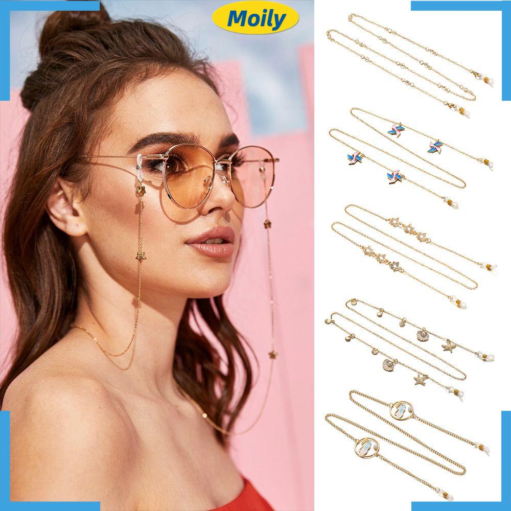 MOILYVN Dây Đeo Kính Chống Thất Lạc Bằng Kim Loại Thời Trang Dành Cho Nữ