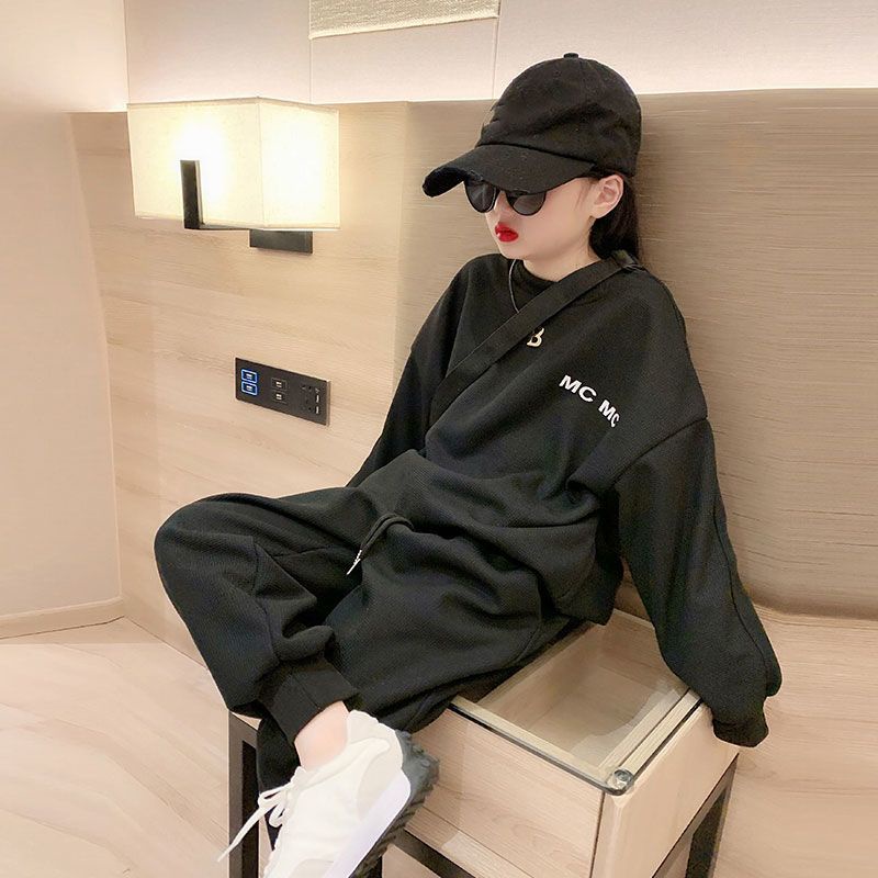 Set Đồ Thể Thao Hai Món Phong Cách Đường Phố Mới Mùa Thu Cho Bé Gái