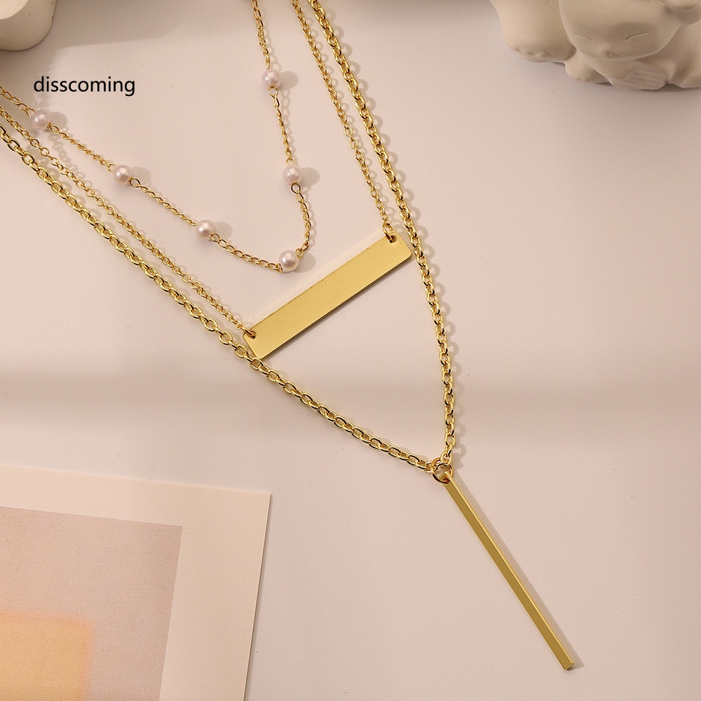 Áo Thun In Hình SL SL SL Thời Trang Năng Động| Vòng cổ Ba Lớp Đính Ngọc Trai Hình Vuông Phong Cách Mới