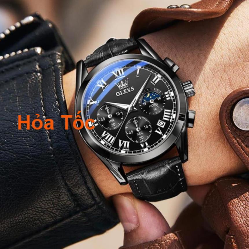 OLEVS 2871 Đồng hồ nam chính hãng Lịch chuyển động thạch anh Mặt số phát sáng chống thấm nước