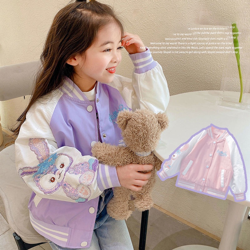 Áo Khoác Bóng Chày Tay Dài In Hoạt Hình Dành Cho Bé Gái