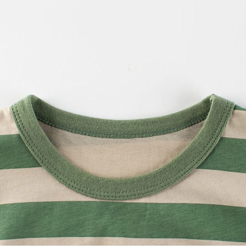 LJMOFA Áo Thun 100% Cotton Thoáng Khí Tay Ngắn Họa Tiết Kẻ Sọc Nhiều Màu Sắc Thời Trang Mùa Hè Cho Bé Trai Và Gái 1-10 Tuổi