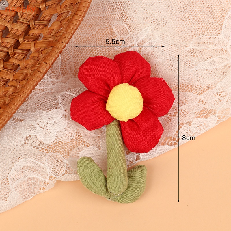 Kẹp Tóc Hình Hoa Năm Cánh Bằng Vải Cotton Phối Lông Dễ Thương