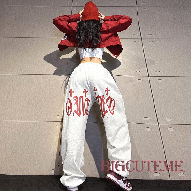 Quần Thể Thao Dây Rút Dáng Rộng Co Giãn In Họa Tiết Hoạt Hình Cho Nữ