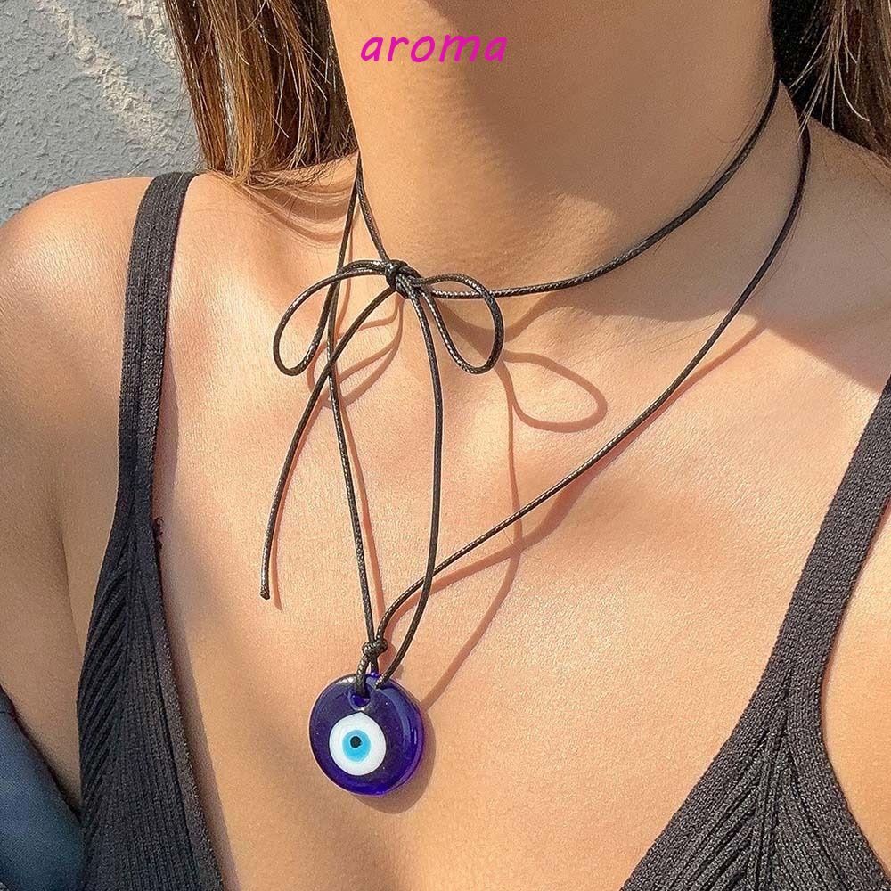 AROMA Vòng cổ Chuỗi Hạt Bằng Acrylic Hình Mắt Quỷ Phong Cách Bohemian Sang Trọng Ngọt Ngào Cho Nam Và Nữ