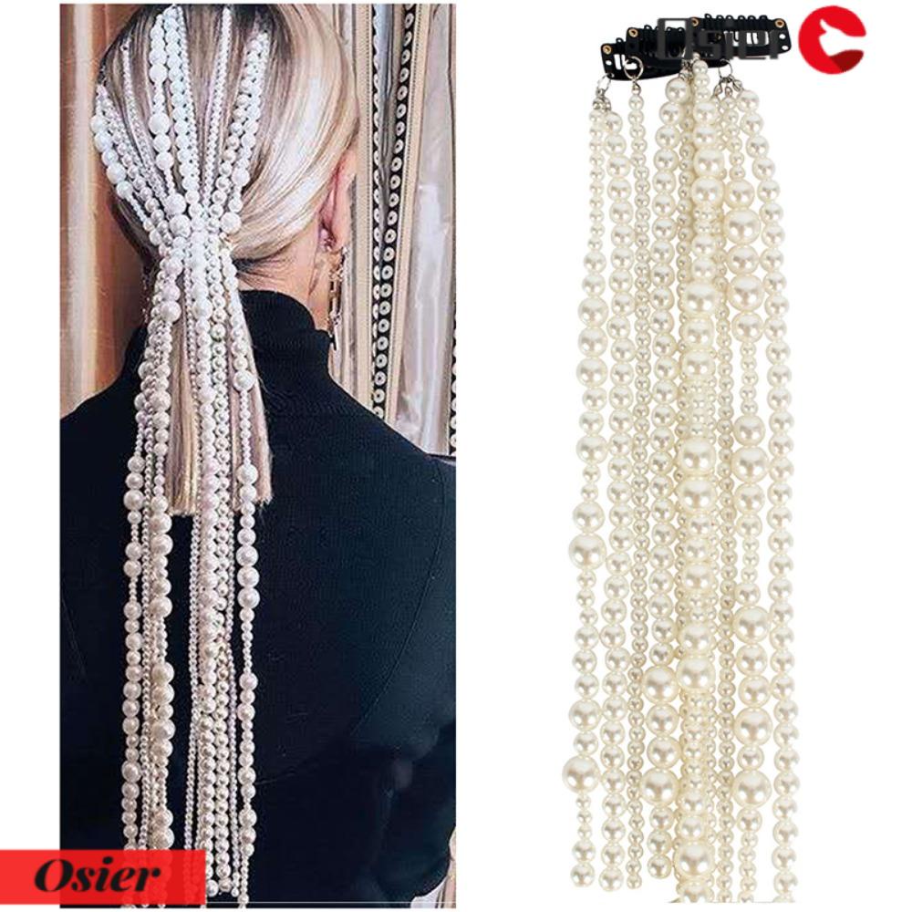 OSIER1 Kẹp TóC DạNg ChuỗI HạT NgọC Trai Giả ThờI