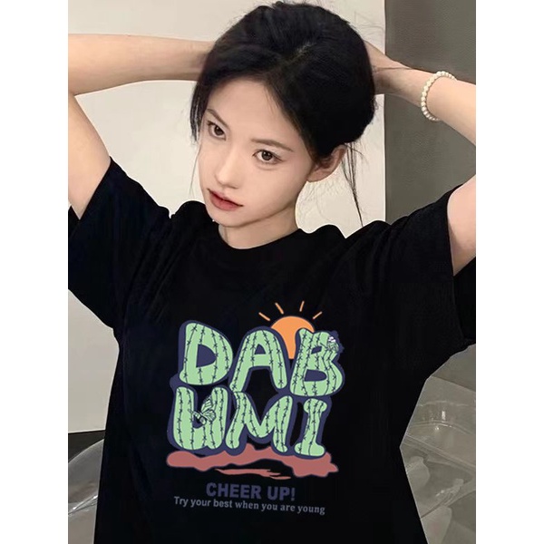 Áo Thun Tay Ngắn Bằng Lụa Lạnh Thoáng Khí Khô Nhanh In Họa Tiết Thời Trang Mùa Hè 2023 Dành Cho Bạn Nữ