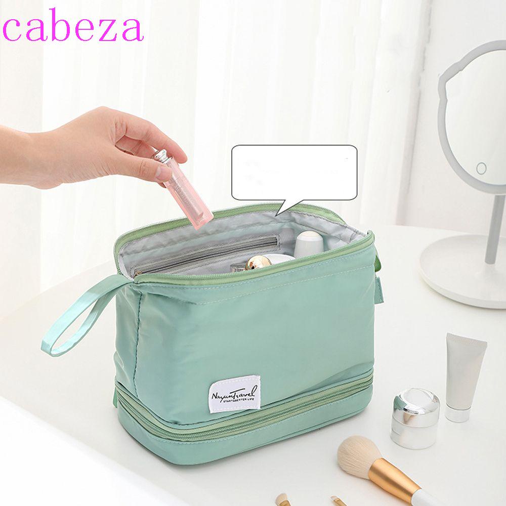 CABEZA Túi Đựng Mỹ Phẩm Du Lịch Hai Lớp In Chữ Phong Cách Hàn Quốc