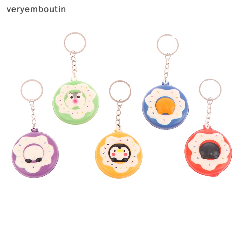 1 Móc Khóa Hình Bánh Donut Bóp Xả Stress Màu Sắc Ngẫu Nhiên