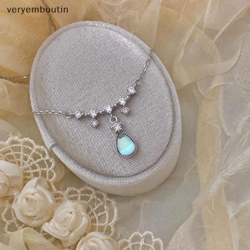 Vòng cổ Đính Đá Mặt Trăng Hình Giọt Nước Sáng Tạo Thời Trang Cho Nữ