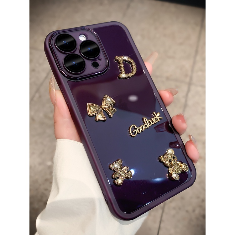 Ốp Điện Thoại Ba Chiều Hình Gấu Kim Loại Chống Rơi Cho Iphone 14promax 13 12 11 Pro Max