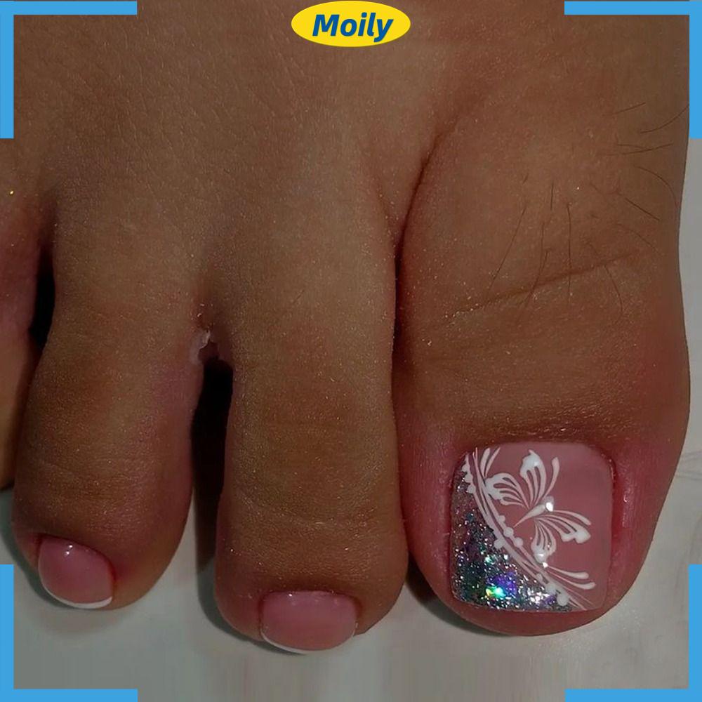 MOILYVN Bộ Móng Chân Giả Ngắn / Dài / Ngắn / Mũi Vuông Che Phủ Toàn Diện Có Thể Tháo Rời Cho Nữ