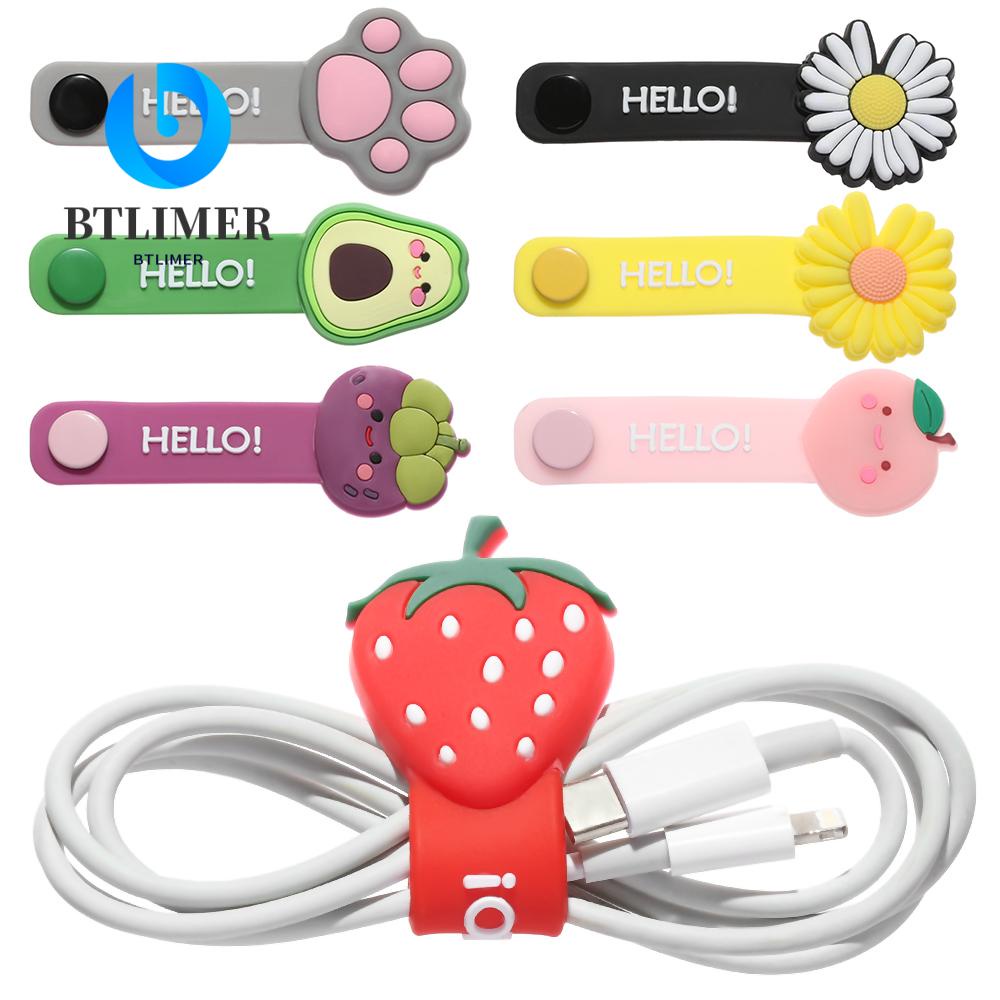 BTLIMER Phụ Kiện Bảo Vệ Đầu Dây Cáp Bằng Silicon Hình Hoạt Hình Đáng