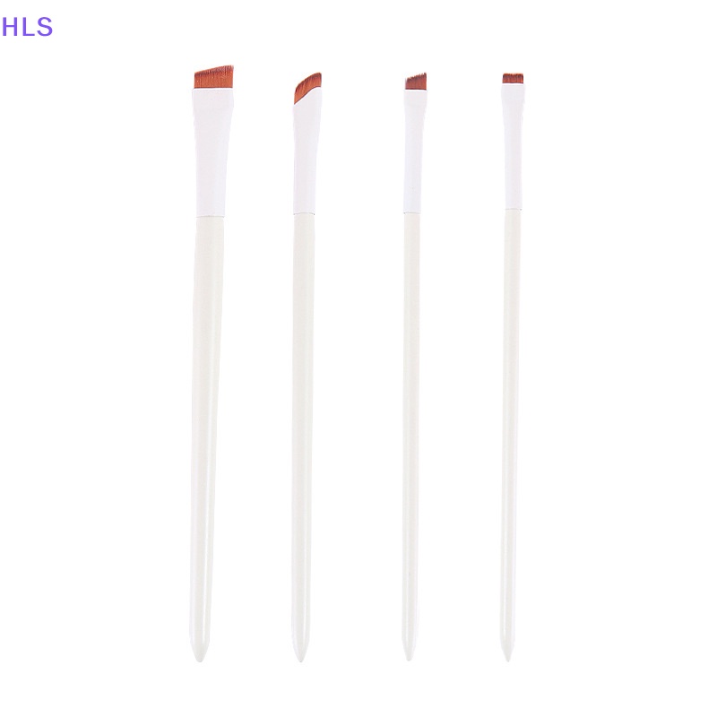 Set 1 / 4 Cọ Trang Điểm Kẻ Mắt / Lông Mày Siêu Mỏng Với Tay Cầm Bằng Gỗ Màu Trắng