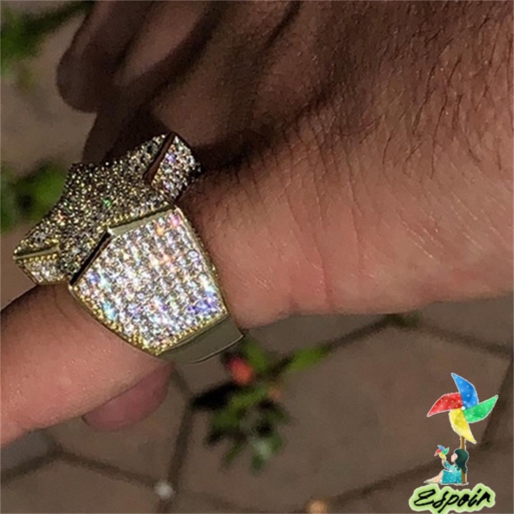 ESPO Nhẫn Hình Ngôi Sao Đính Đá Phong Cách Hiphop Thời Trang