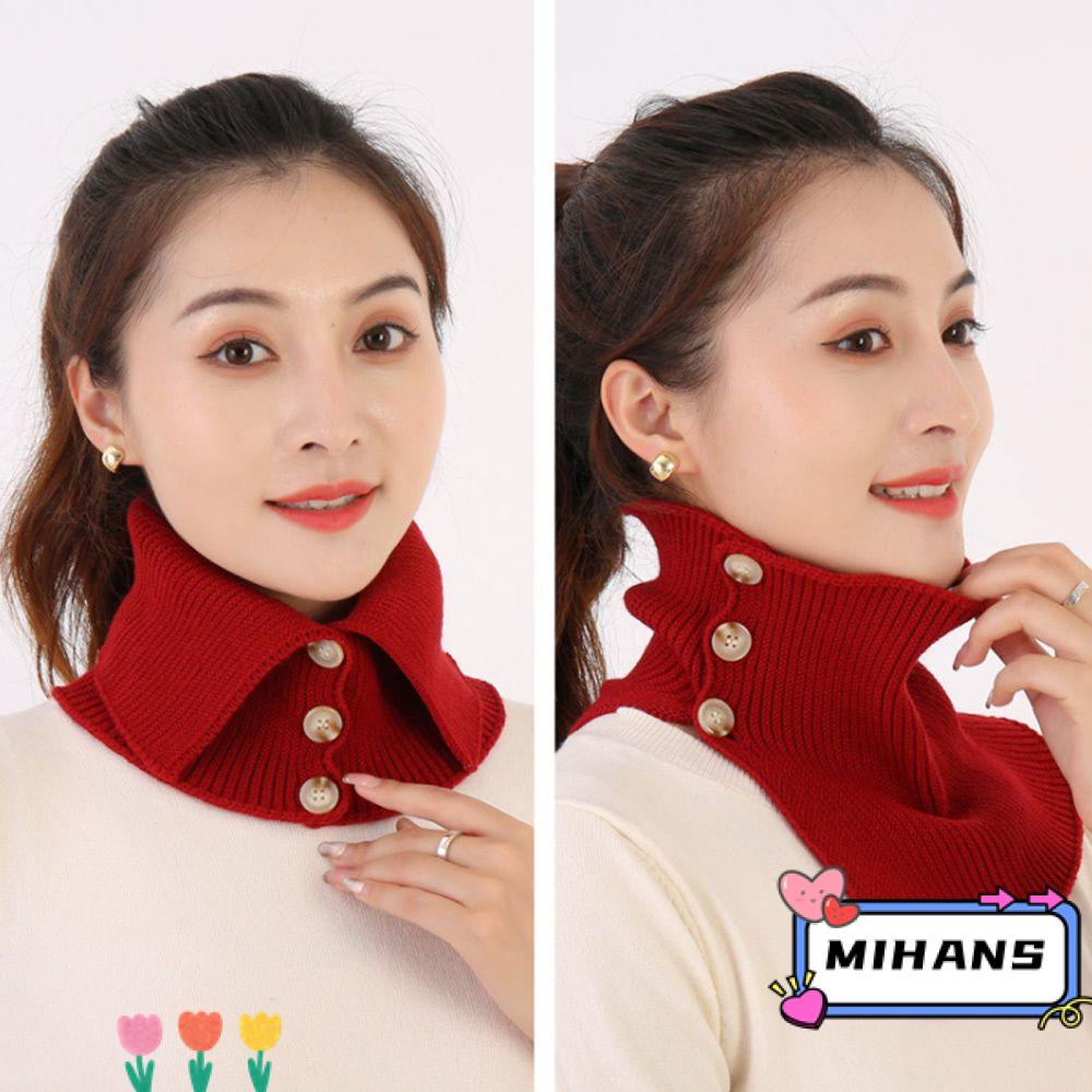 MIH Cổ Áo Giả Dệt Kim Ấm Áp Chống Gió Có Thể Tháo Rời