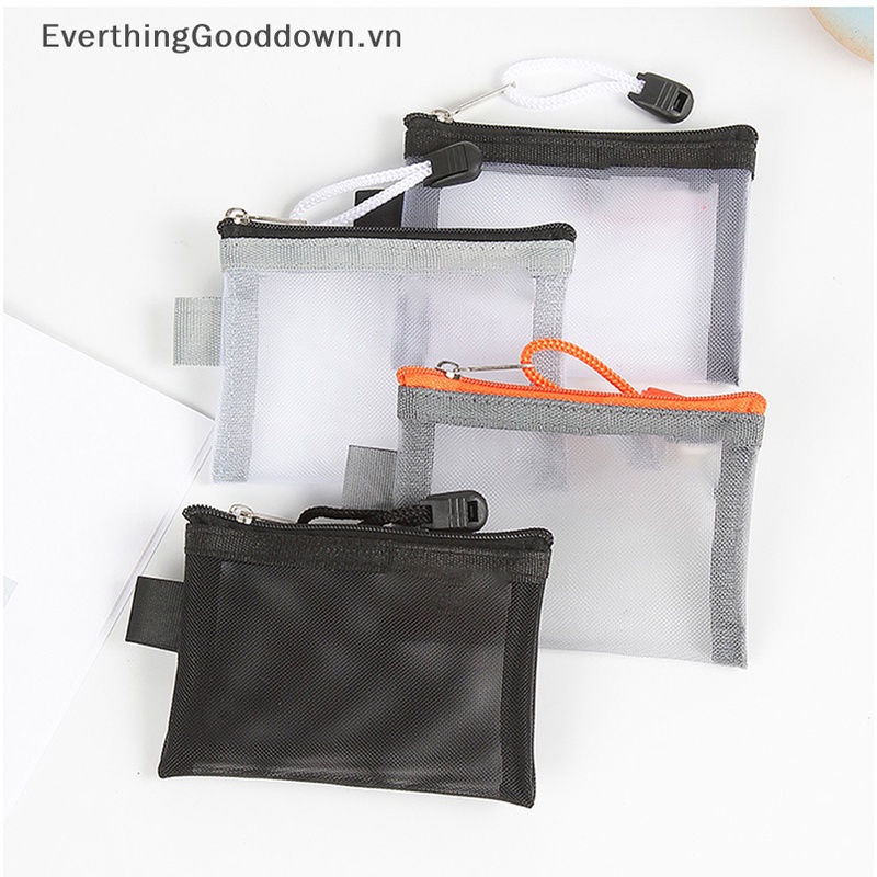 Everthinggooddown Túi Lưới Nylon Mini Trong Suốt Đựng Thẻ Tín Dụng / Tai Nghe / Dây Cáp Dữ Liệu / Chìa Khóa