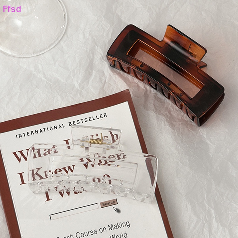 1 Kẹp Tóc Càng Cua Hình Vuông Rỗng Trong Suốt